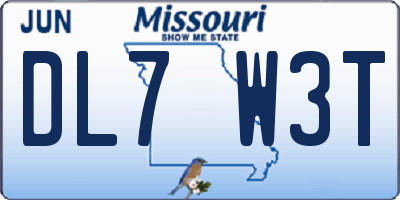 MO license plate DL7W3T