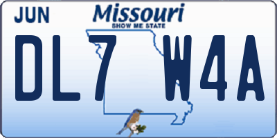 MO license plate DL7W4A