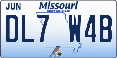 MO license plate DL7W4B