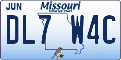 MO license plate DL7W4C