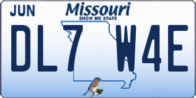 MO license plate DL7W4E