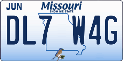 MO license plate DL7W4G