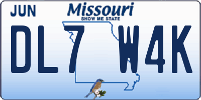 MO license plate DL7W4K