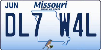 MO license plate DL7W4L