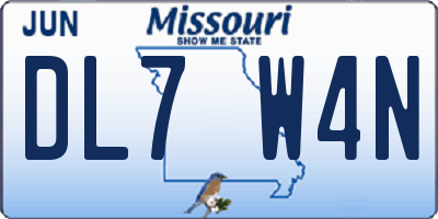 MO license plate DL7W4N