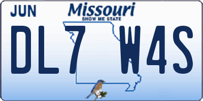 MO license plate DL7W4S