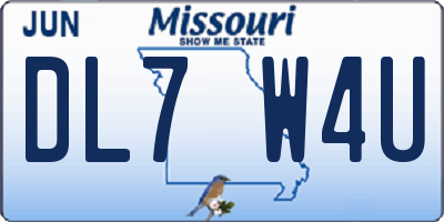 MO license plate DL7W4U