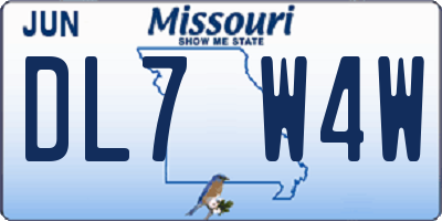 MO license plate DL7W4W