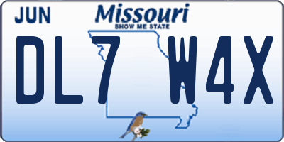 MO license plate DL7W4X