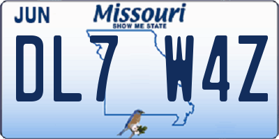 MO license plate DL7W4Z