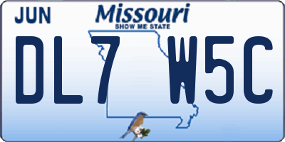 MO license plate DL7W5C