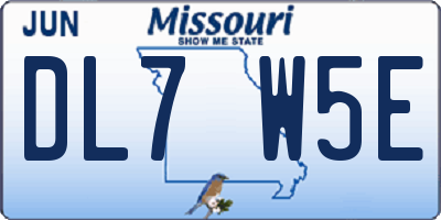 MO license plate DL7W5E