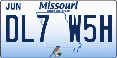 MO license plate DL7W5H
