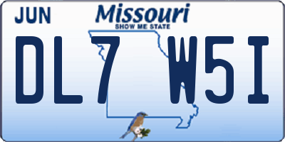 MO license plate DL7W5I