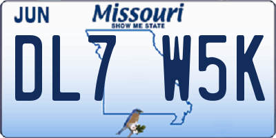 MO license plate DL7W5K
