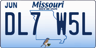 MO license plate DL7W5L