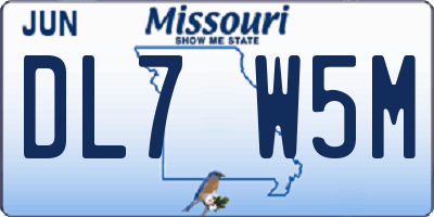 MO license plate DL7W5M