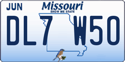 MO license plate DL7W5O