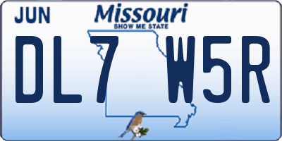 MO license plate DL7W5R
