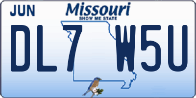 MO license plate DL7W5U