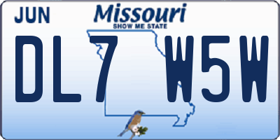 MO license plate DL7W5W