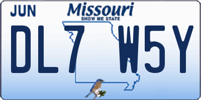 MO license plate DL7W5Y