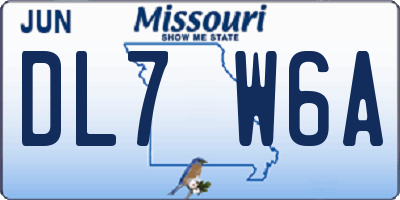 MO license plate DL7W6A