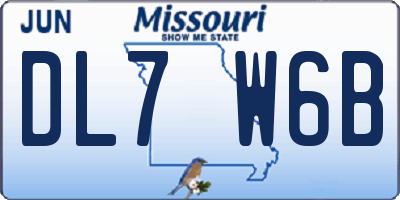 MO license plate DL7W6B