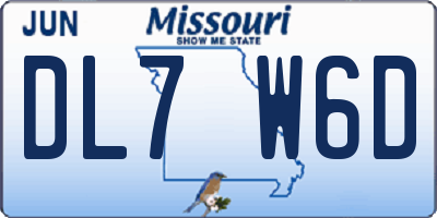 MO license plate DL7W6D
