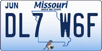 MO license plate DL7W6F