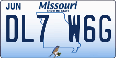 MO license plate DL7W6G