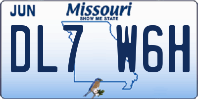 MO license plate DL7W6H