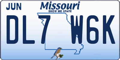 MO license plate DL7W6K