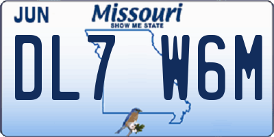 MO license plate DL7W6M