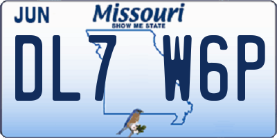 MO license plate DL7W6P