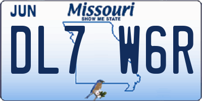 MO license plate DL7W6R