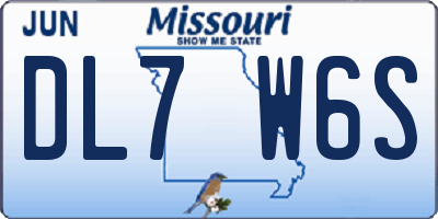 MO license plate DL7W6S