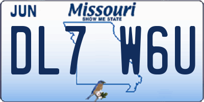 MO license plate DL7W6U