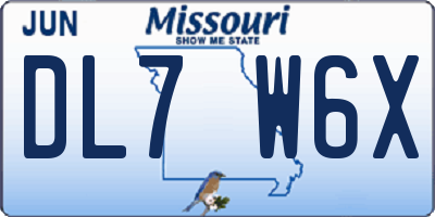 MO license plate DL7W6X