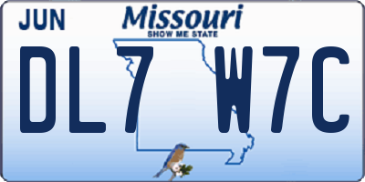 MO license plate DL7W7C