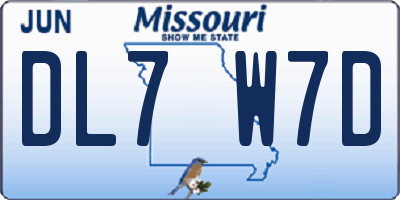MO license plate DL7W7D