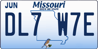 MO license plate DL7W7E