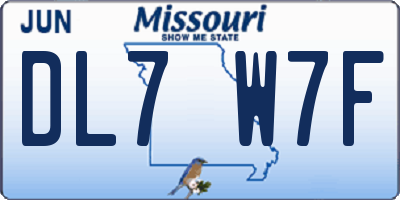 MO license plate DL7W7F
