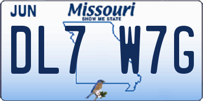 MO license plate DL7W7G