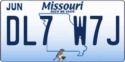 MO license plate DL7W7J