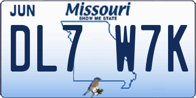 MO license plate DL7W7K