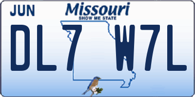 MO license plate DL7W7L