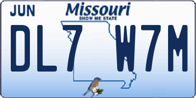 MO license plate DL7W7M