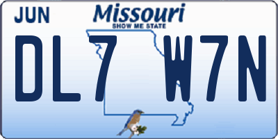 MO license plate DL7W7N