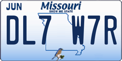 MO license plate DL7W7R
